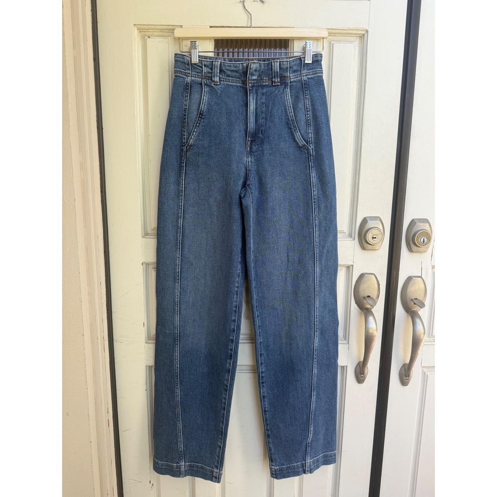 Madewell High Rise Straight Leg Seam Detail Jeans Medium Indigo Size 25 NEW